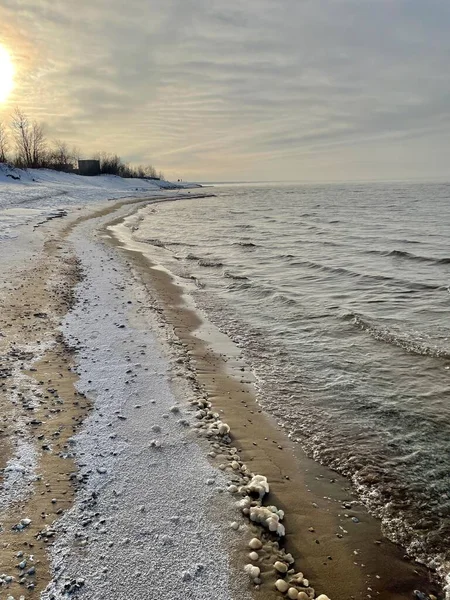 Mar Báltico Costa Invierno Playa Daugavgriva Letonia —  Fotos de Stock