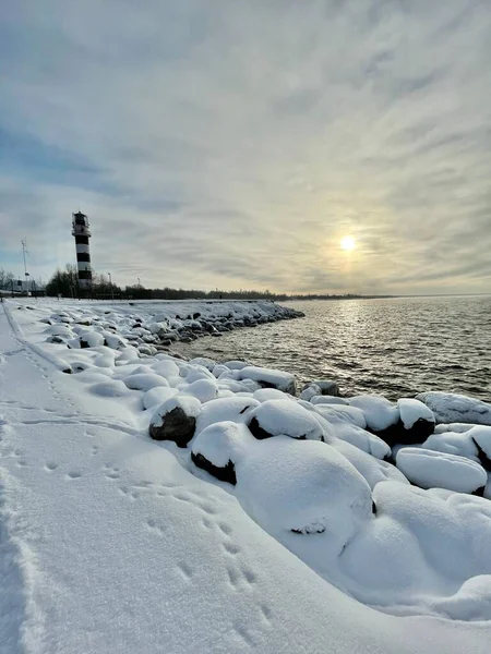 Balti Tenger Téli Strand Daugavgriva Lettország — Stock Fotó