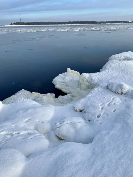 Mer Baltique Côte Hiver Plage Daugavgriva Lettonie — Photo