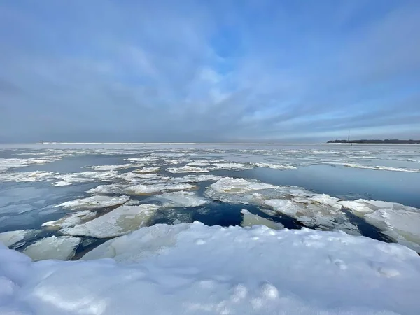 Östersjön Vinter Kust Strand Daugavgriva Lettland — Stockfoto