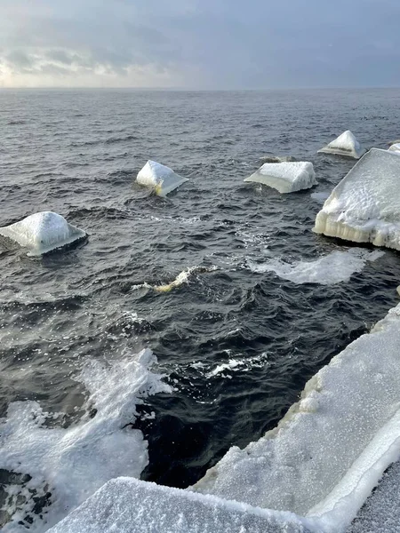 Mer Baltique Côte Hiver Plage Daugavgriva Lettonie — Photo