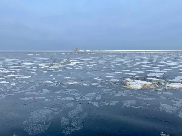 Östersjön Vinter Kust Strand Daugavgriva Lettland — Stockfoto