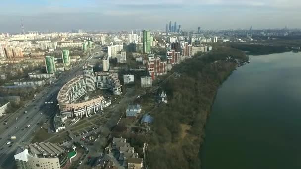 Vista aérea de Moscú, distrito de Shchukino, Rusia — Vídeos de Stock