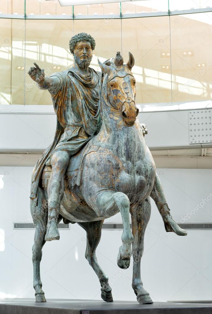 The famous statue of Marcus Aurelius in Capitoline Museum, Rome Stock