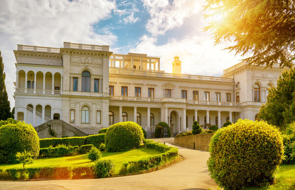 Livadia Palace near city of Yalta, Crimea. Livadia Palace was a summer retreat of the last Russian tsar, Nicholas II. The Yalta Conference was held there in 1945.