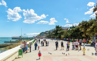 Promenade in the resort city of Alushta in Crimea clipart