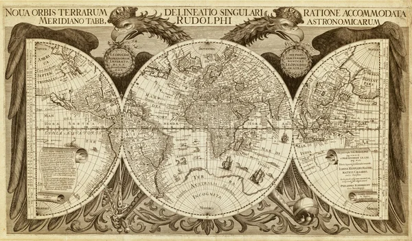 Antigo mapa do mundo, impresso em 1630 — Fotografia de Stock