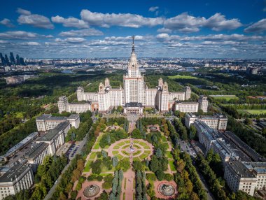 Aerial view of Moscow State University clipart