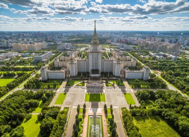 Aerial view of Moscow State University clipart