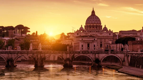 Řím Při Západu Slunce Itálie Sunny Scenic View Peter Basilica — Stock fotografie