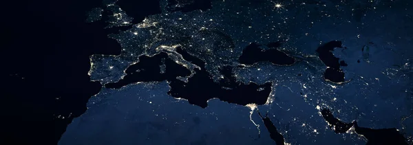 Europe Méditerranée Moyen Orient Avec Lumières Ville Nuit Vue Panoramique — Photo