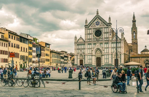 Piazza santa croce, florence. Vintage Fotoğraf. — Stok fotoğraf