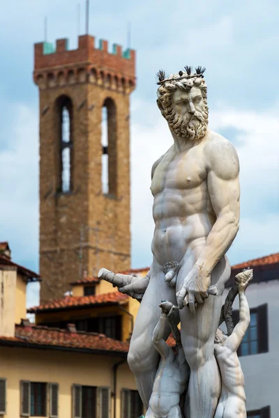 Renaissance statue of Neptune on the in Piazza della Signoria in — Stock Photo, Image