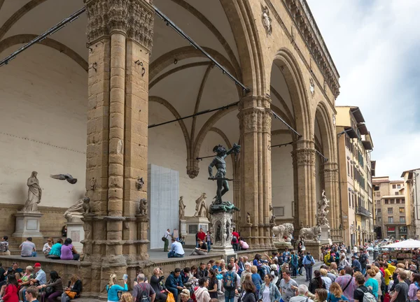 Piazza della Signoria με γλυπτό στη Ρώμη — Φωτογραφία Αρχείου