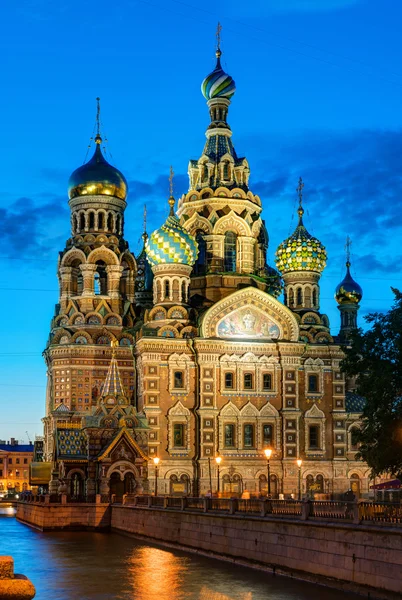 Kilise St Petersburg geceleri kan dökülen üzerinde Savior