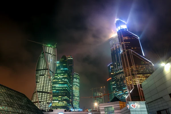 Москва Сіті вночі, Росія — стокове фото