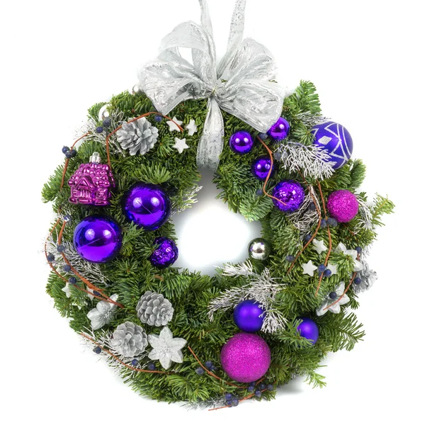 Christmas decoration wreath isolated on white — Stock Photo, Image