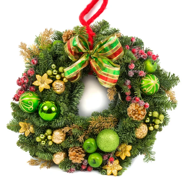 Christmas decoration wreath isolated on white — Stock Photo, Image