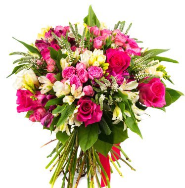 Bouquet of roses and alstroemerias clipart