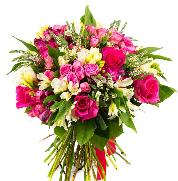 Bouquet van rozen en alstroemerias — Stockfoto