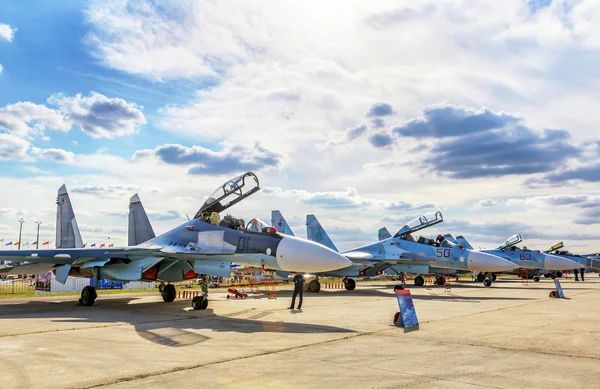 Russian strike fighters Sukhoi Su — Stock Photo, Image