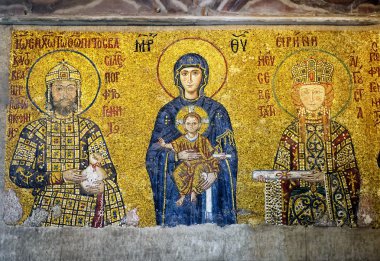 Ancient mosaic in Hagia Sophia, Istanbul, Turkey clipart