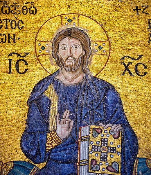 Ancient mosaic of Christ in Hagia Sophia, Istanbul — Stock Photo, Image