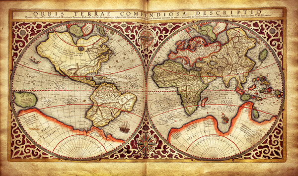 Old map of the world, printed in 1587