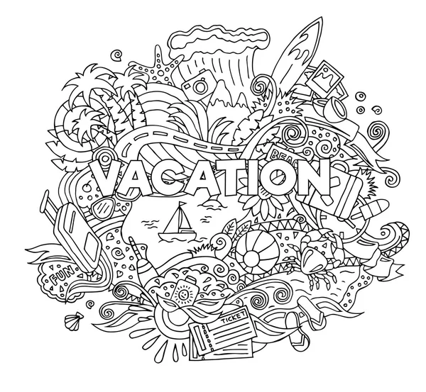 Doodle Summer Vacation Illustration — Stock Vector