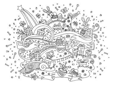 Mutlu Paskalya doodle anahat oluşturma