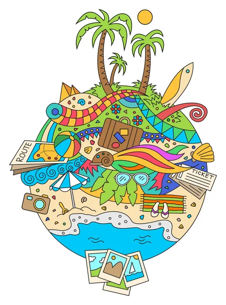 Doodle Summer Vacation Illustration — Stock Vector