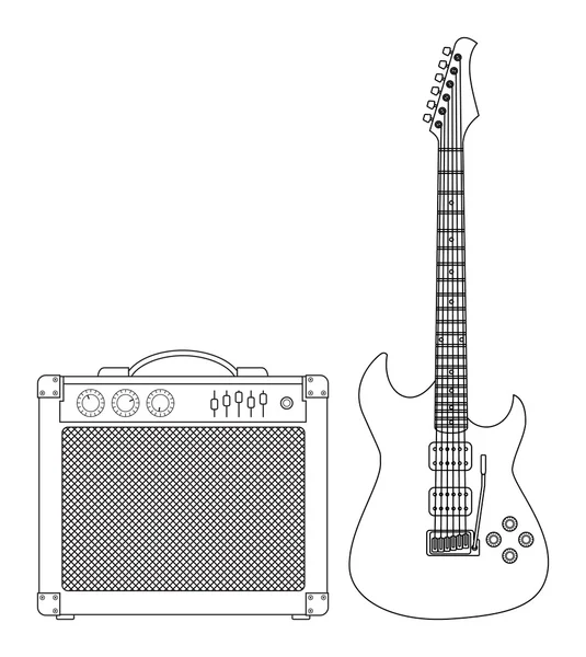 Guitarra e amplificador — Vetor de Stock
