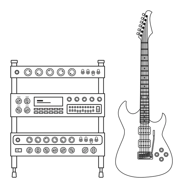 Guitarra elétrica e amplificador — Vetor de Stock