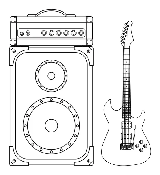 Elektrische Gitarre und Verstärker — Stockvektor