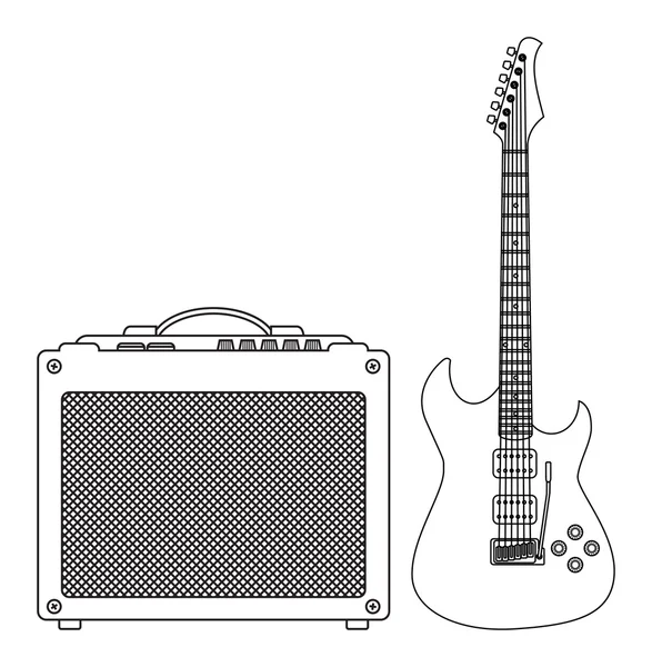 电吉他和放大器 — 图库矢量图片