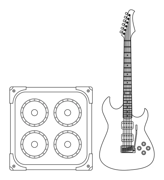 电吉他和放大器 — 图库矢量图片