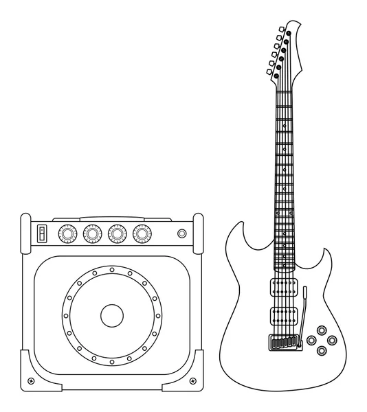 Elektrische Gitarre und Verstärker — Stockvektor