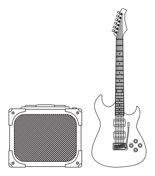 Guitarra elétrica e amplificador — Vetor de Stock