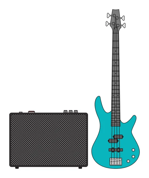 Electric Bass Guitar and Amplifier — Stock Vector