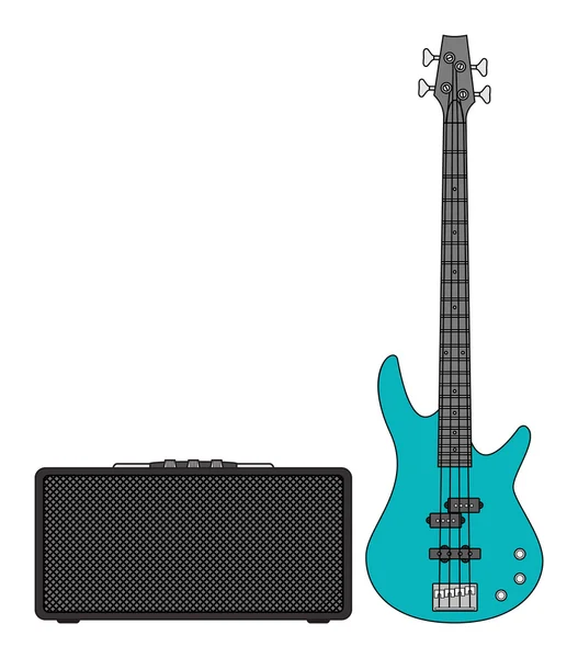 E-Bass-Gitarre und Verstärker — Stockvektor