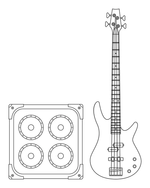 E-Bass-Gitarre und Verstärker — Stockvektor