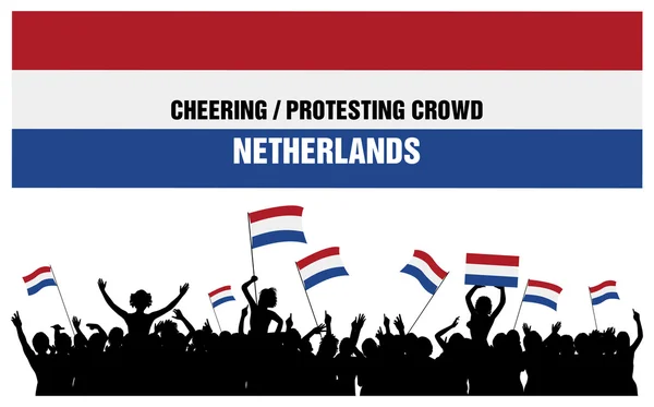 Cheering or Protesting Crowd Netherlands — Stock Vector