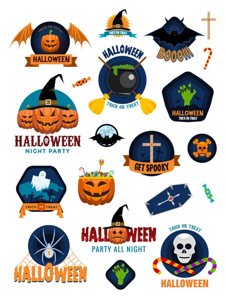 Insignias y etiquetas de Halloween — Archivo Imágenes Vectoriales