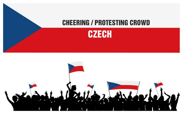 Juichende of protesteren menigte Tsjechische — Stockvector