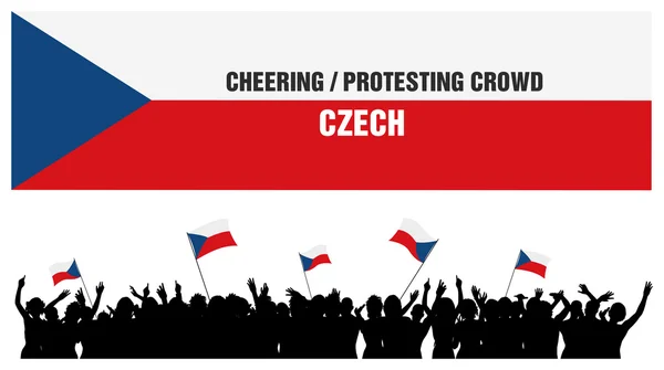 Animación o protesta multitud checa — Archivo Imágenes Vectoriales
