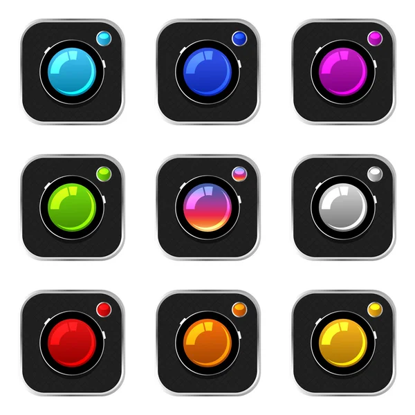 Iconos de cámara coloridos — Vector de stock