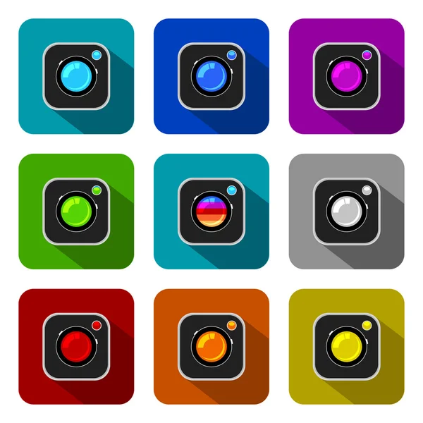 Iconos de cámara coloridos — Vector de stock