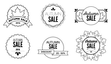 Sonbahar satış indirim logolar ve Amblemler