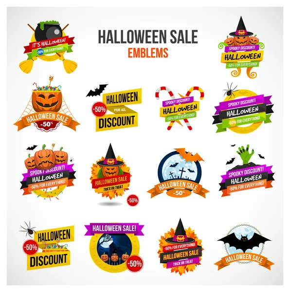Emblème de vente Halloween et ensemble d'étiquettes — Image vectorielle