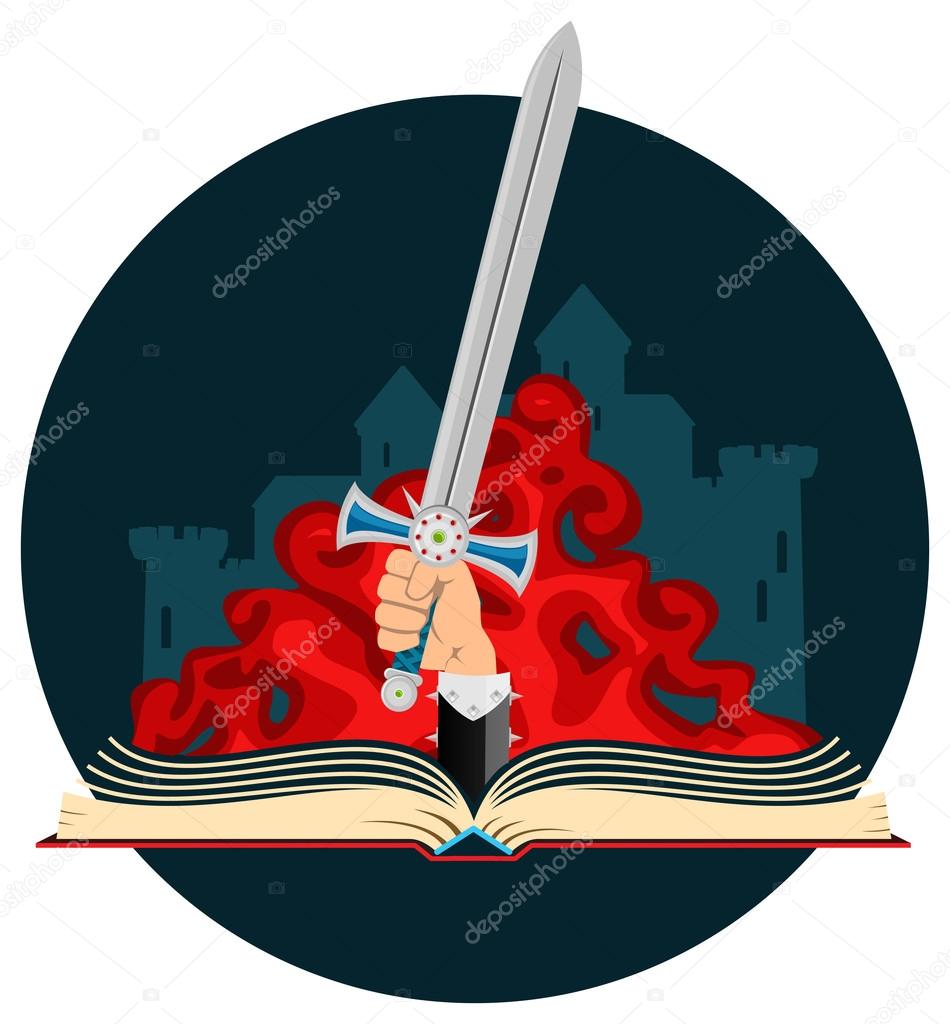 Fantasy Book with Sword